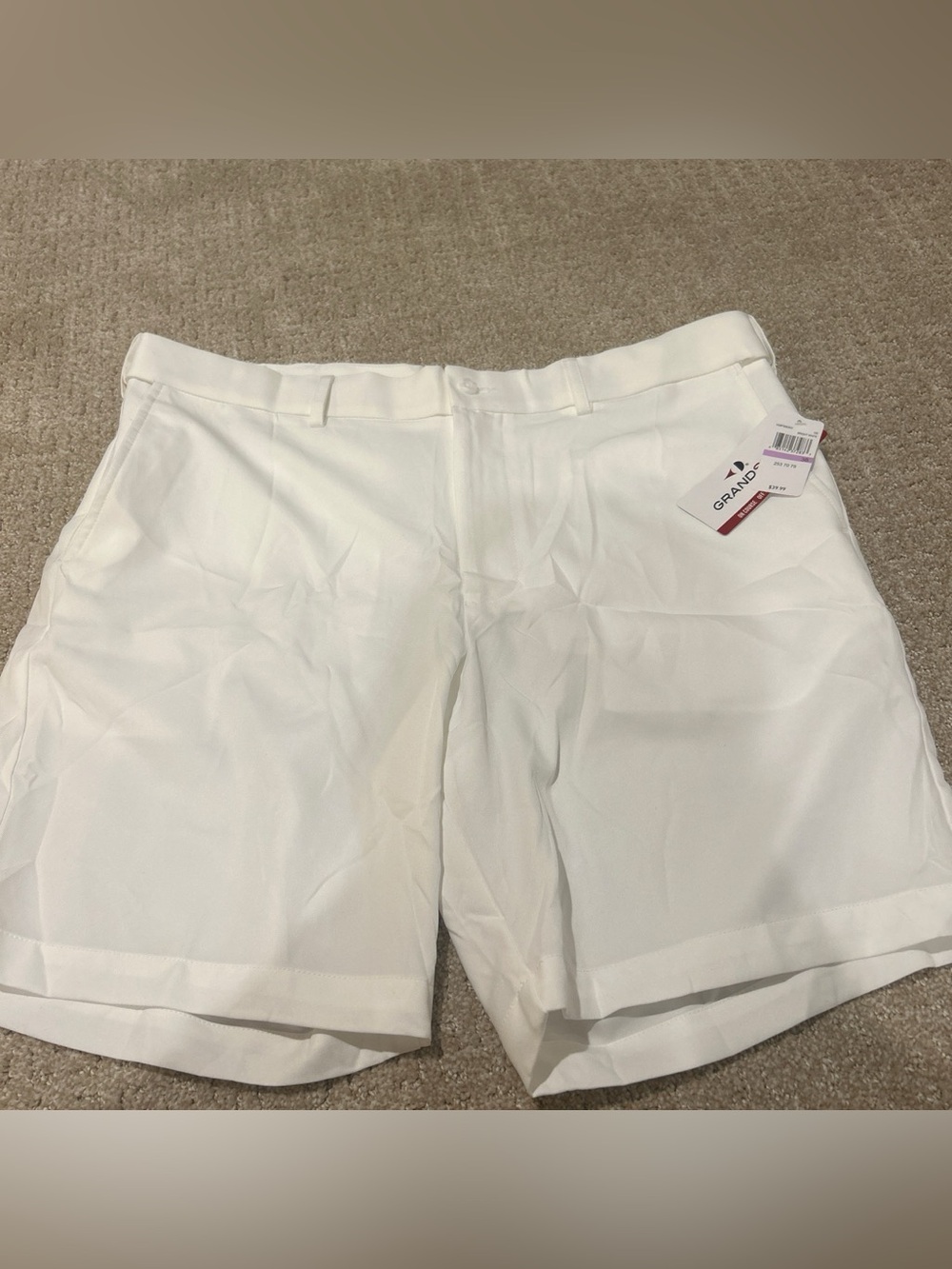 Grand Slam White Men’s Flat Front Shorts